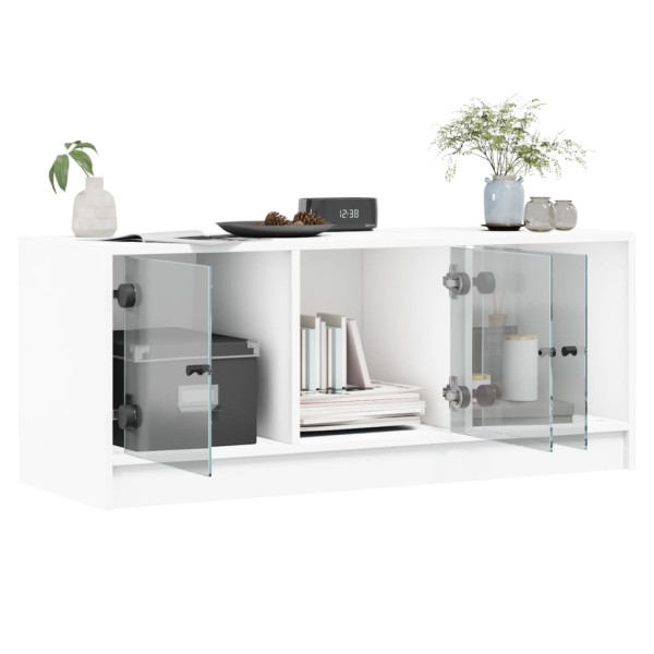 Móvel de TV c/ portas de vidro 102x37x42 cm branco M 5