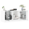 Mueble de TV con puertas de vidrio blanco 102x37x42 cm 5