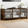 Mueble de TV con puertas de vidrio roble ahumado 102x37x42 cm 1