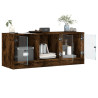 Mueble de TV con puertas de vidrio roble ahumado 102x37x42 cm 5
