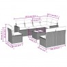 Set de muebles de jardín 9 pzas y cojines ratán sintético gris 3