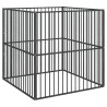 Parque para cães com 4 painéis aço galvanizado preto 1