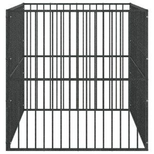 Parque para cães com 4 painéis aço galvanizado preto H