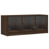 Mueble de TV con puertas de vidrio marrón roble 102x37x42 cm 2
