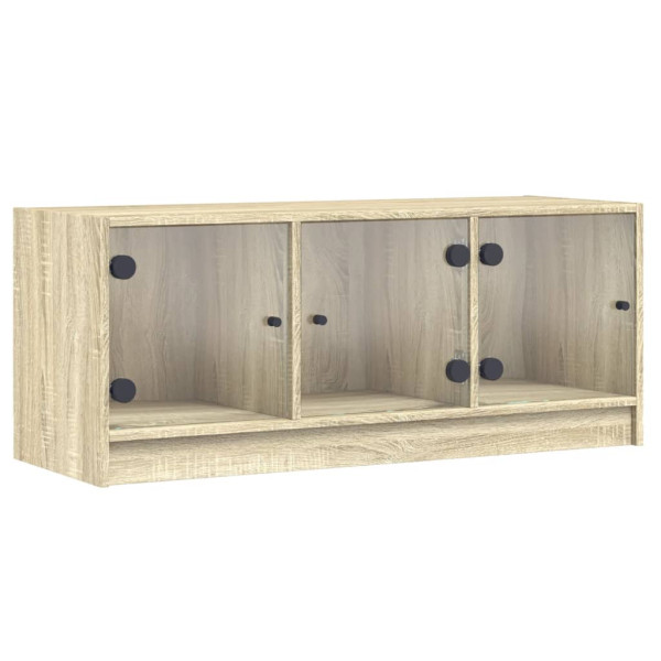 Móvel de TV c/ portas de vidro 102x37x42 cm carvalho sonoma M 2