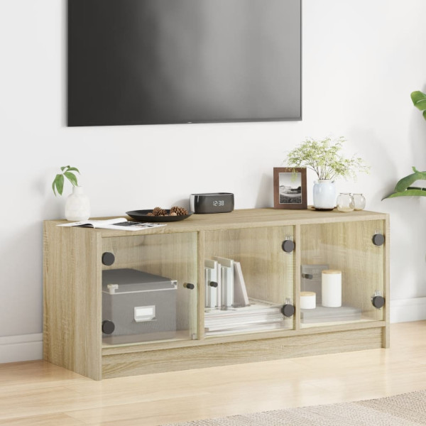 Mueble de TV con puertas de vidrio roble Sonoma 102x37x42 cm M 3