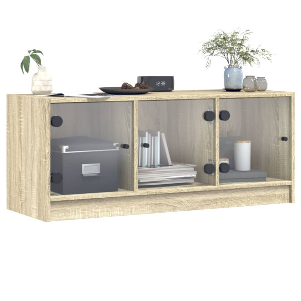 Mueble de TV con puertas de vidrio roble Sonoma 102x37x42 cm M 4