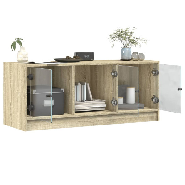 Mueble de TV con puertas de vidrio roble Sonoma 102x37x42 cm M 5