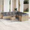 Set de sofás de jardín 11pzas con cojines ratán sintético beige 1