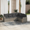 6 pcs conjunto sofás de jardim com almofadões vime cinzento 1