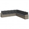 Set de muebles de jardín 9 pzas y cojines ratán sintético gris 2