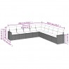 9 pcs conjunto sofás p/ jardim com almofadões vime PE cinzento 3