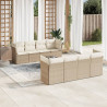 Set de sofás de jardín 9 pzas con cojines ratán sintético beige 1