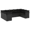 9 pcs conjunto de sofás p/ jardim c/ almofadões vime PE preto 2