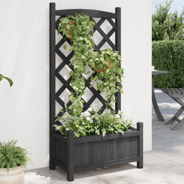 Jardinera con enrejado madera maciza de abeto negro D