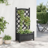 Jardinera con enrejado madera maciza de abeto negro 3