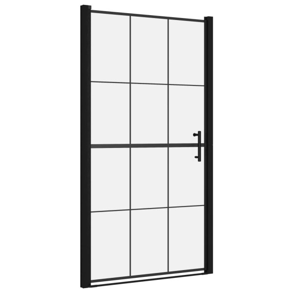 Puerta de ducha de vidrio templado negro 100x178 cm M 2