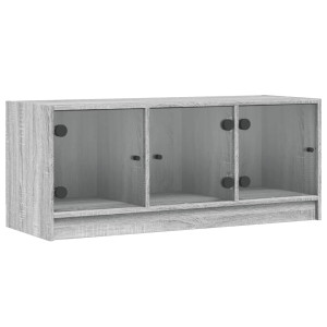 Mueble de TV con puertas de vidrio gris Sonoma 102x37x42 cm H