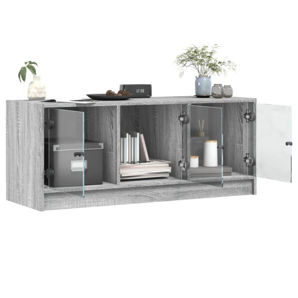 Mueble de TV con puertas de vidrio gris Sonoma 102x37x42 cm M 5