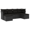 6 pcs conjunto sofás de jardim c/ almofadões vime PE preto 2