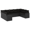 9 pcs conjunto de sofás p/ jardim c/ almofadões vime PE preto 2