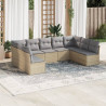 Set de sofás de jardín 9 pzas con cojines ratán sintético beige 1