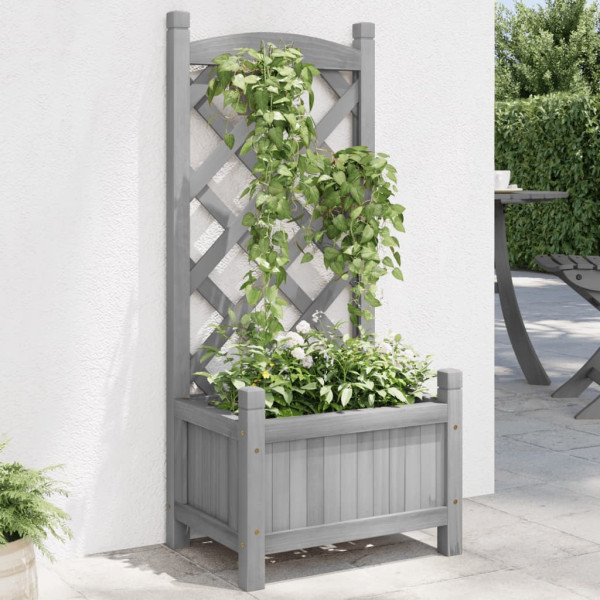 Jardinera con enrejado madera maciza de abeto gris D