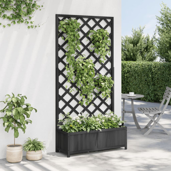 Jardinera con enrejado madera maciza de abeto negro M 3
