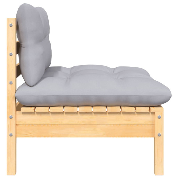 3 pcs conj. lounge de jardim c/ almofadões cinza pinho maciço M 5