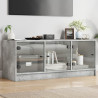 Mueble de TV con puertas de vidrio gris hormigón 102x37x42 cm 1