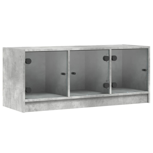 Mueble de TV con puertas de vidrio gris hormigón 102x37x42 cm M 2