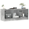 Mueble de TV con puertas de vidrio gris hormigón 102x37x42 cm 4