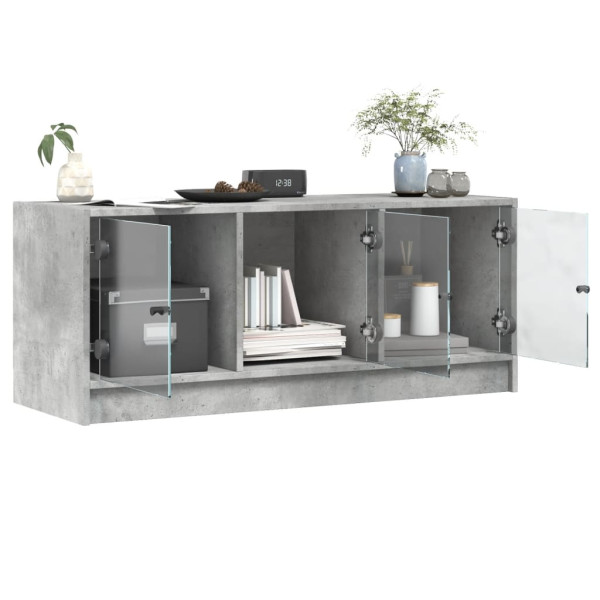 Mueble de TV con puertas de vidrio gris hormigón 102x37x42 cm M 5