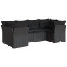 6 pcs conjunto sofás de jardim c/ almofadões vime PE preto 2