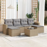 Set sofás de jardín 7 piezas y cojines ratán sintético beige 1