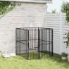 Parque para cães com 4 painéis aço galvanizado preto 3