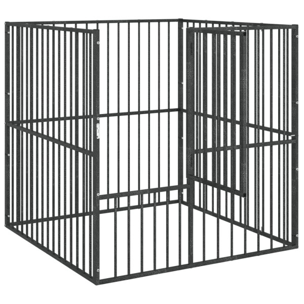 Parque para cães com 4 painéis aço galvanizado preto M 4