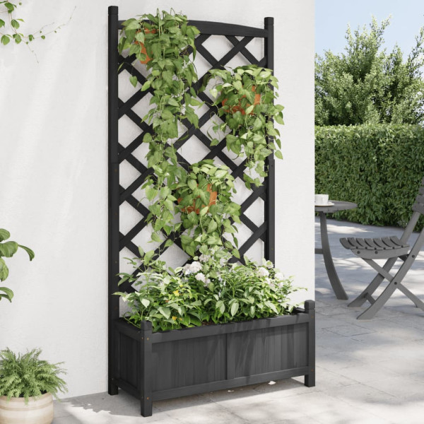 Jardinera con enrejado madera maciza de abeto negro D