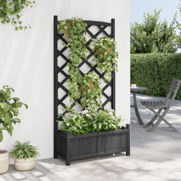 Jardinera con enrejado madera maciza de abeto negro M 3