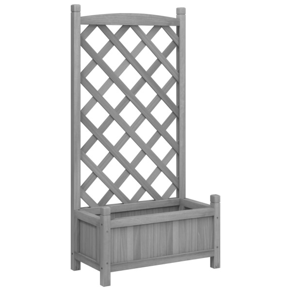Jardinera con enrejado madera maciza de abeto gris M 2