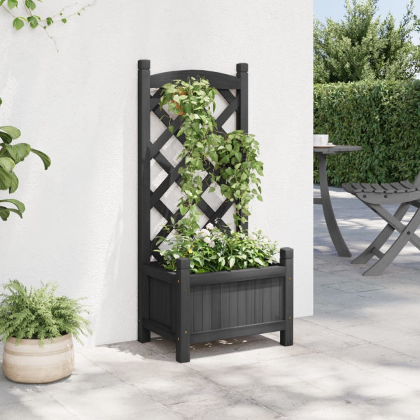 Jardinera con enrejado madera maciza de abeto negro M 3