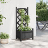 Jardinera con enrejado madera maciza de abeto negro 3