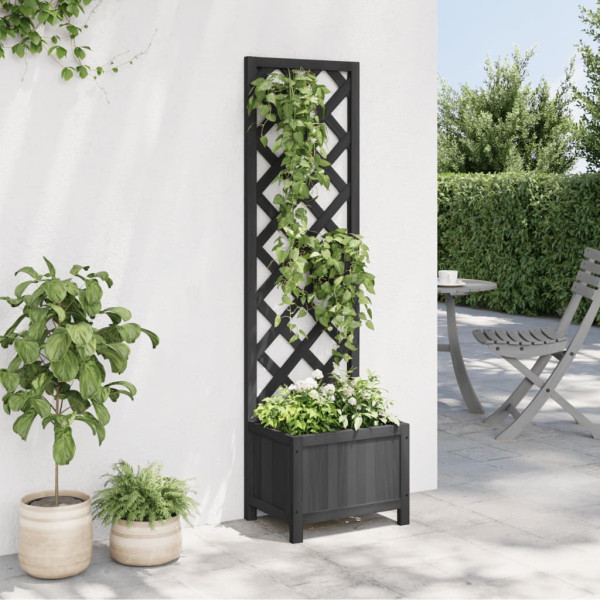 Jardinera con enrejado madera maciza de abeto negro M 3
