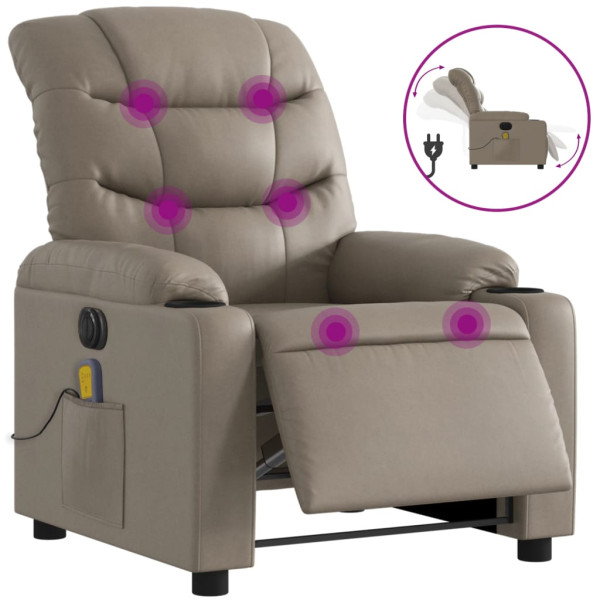 Sillón reclinable de masaje eléctrico cuero sintético capuchino M 2