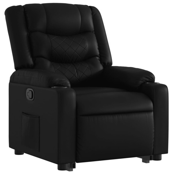 Sillón reclinable elevable cuero artificial negro M 3