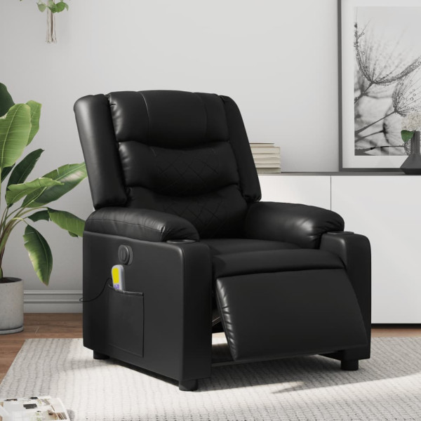 Sillón de masaje reclinable eléctrico cuero sintético negro D