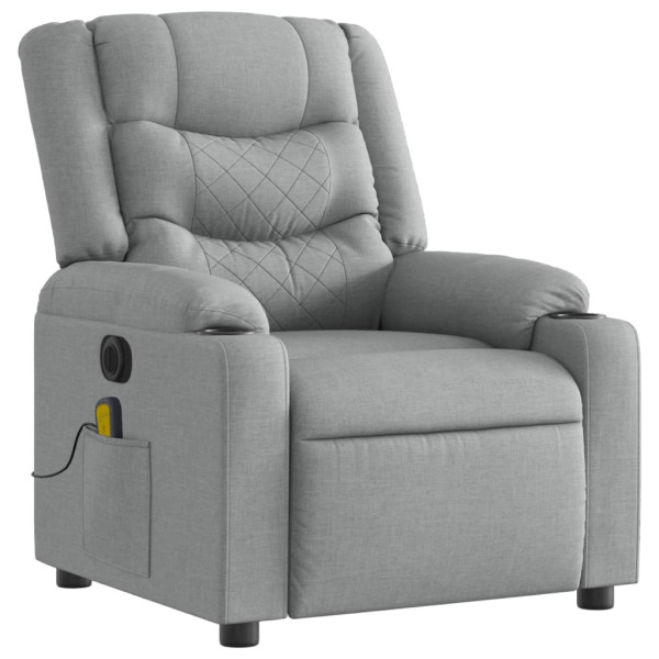 Sillón reclinable de masaje eléctrico tela gris claro M 3