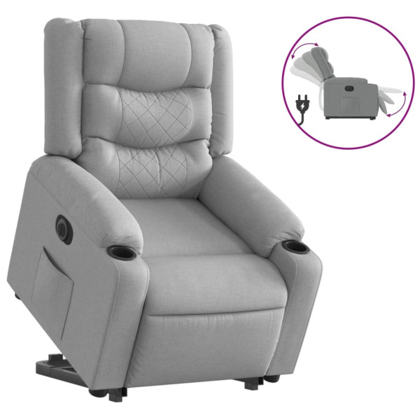 Sillón eléctrico reclinable elevable de tela gris claro M 2