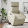 Sillón reclinable elevable cuero artificial color crema 1