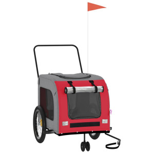 Reboque bicicleta animais tecido oxford/ferro vermelho/cinzento H